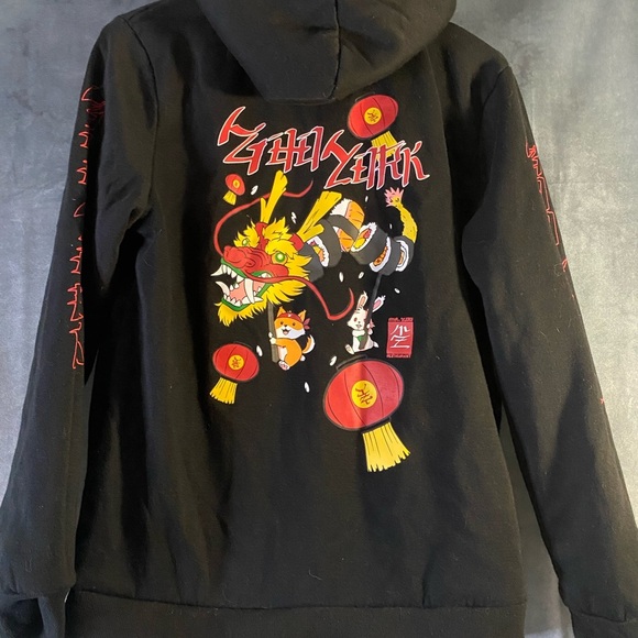 Zoo York Hoodie Youth XL Anime Dragon Sushi Graphic Print Pullover Streetwear - Picture 2 of 9